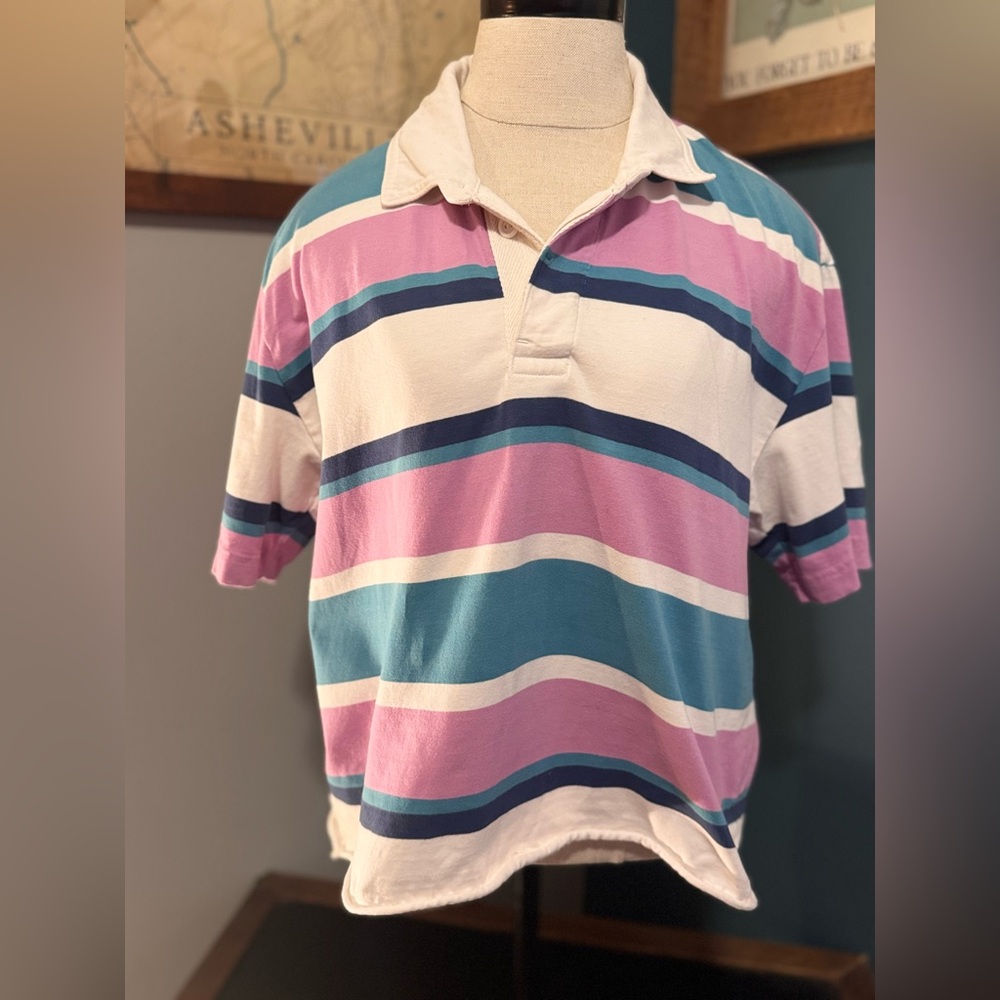 Abercrombie & Fitch Cream and Purple Polo